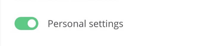 personal settings